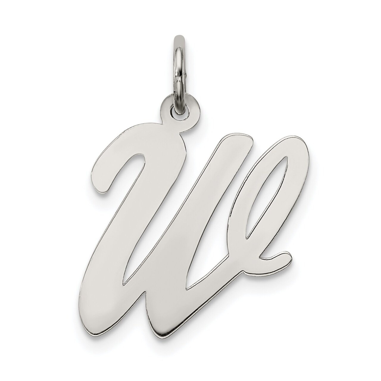 Sterling Silver Large Script Initial Letter W Charm Jewerly 21mm x 11mm